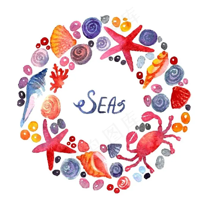 海鲜水彩插画图案图片eps,ai矢量模版下载