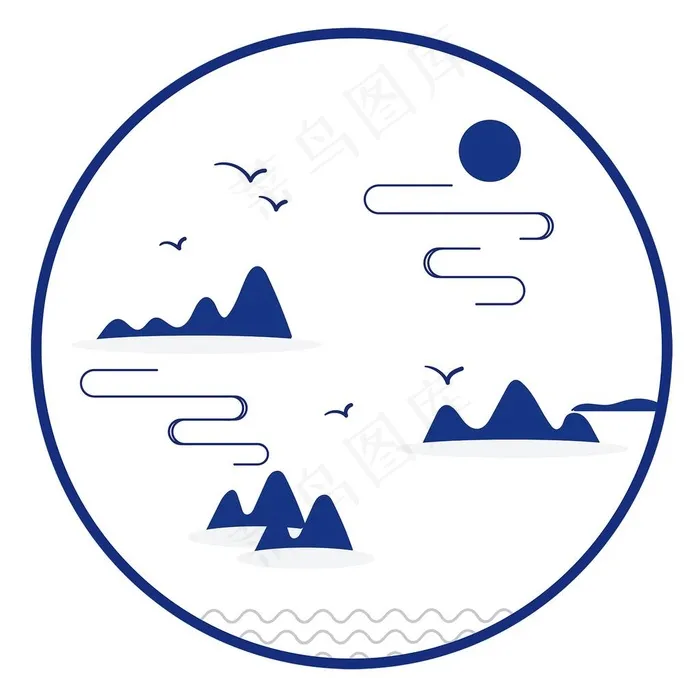 小山水图标图片ai矢量模版下载