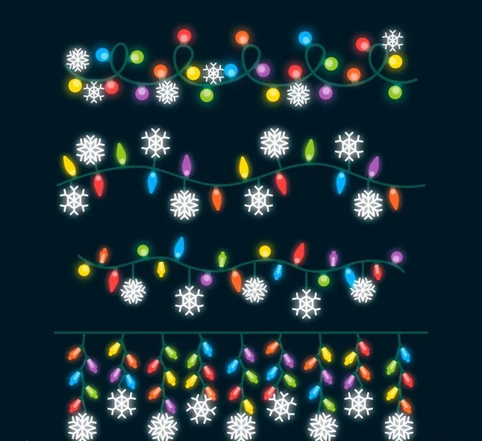 雪花节日彩灯串图片ai矢量模版下载