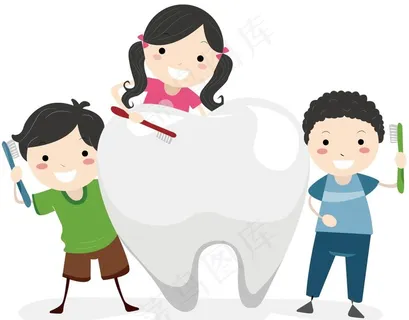 儿童 刷牙 爱牙 矢量图图片
