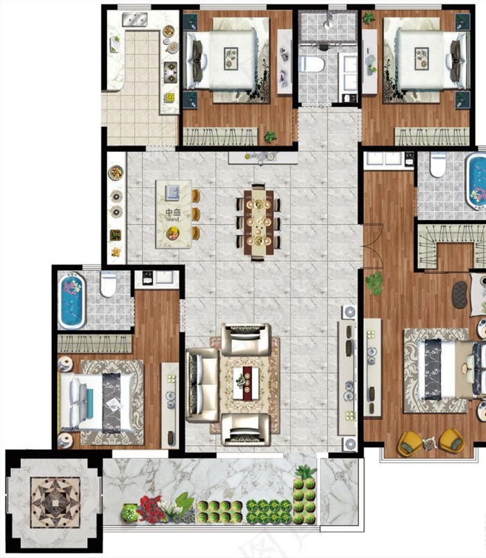 房地产彩色户型图图片