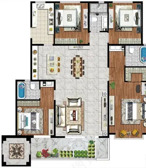 房地产彩色户型图图片