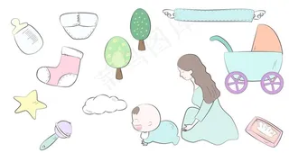 母婴用品自制手绘图片