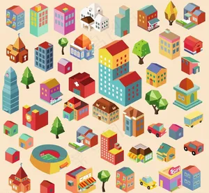 卡通城市建筑图片