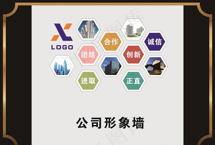建筑公司 装潢公司 形象墙图片cdr矢量模版下载