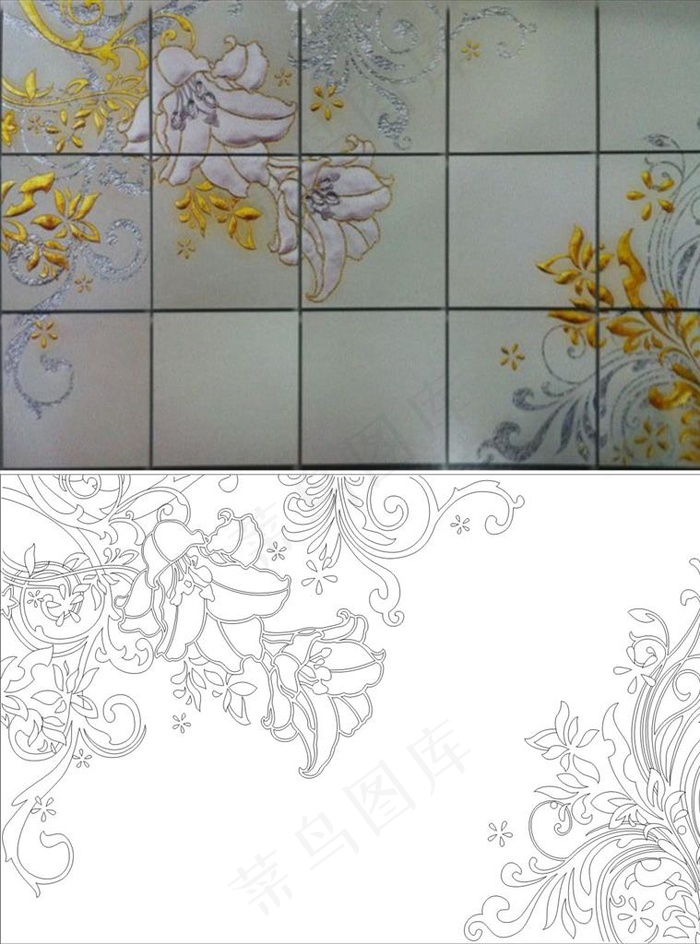 百合花背景墙图片cdr矢量模版下载