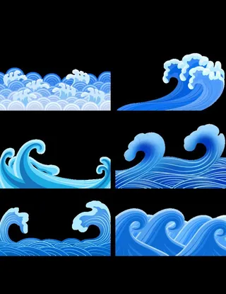 蓝色海浪六个图片