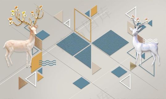 现代简约麋鹿几何图片