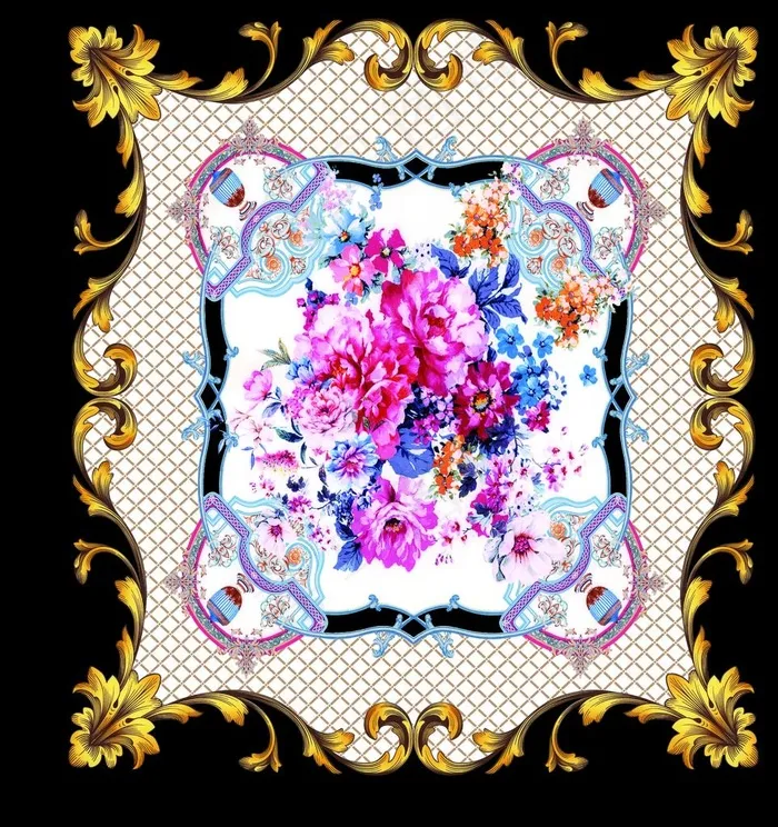 方巾 大牌  花朵 手绘花图片