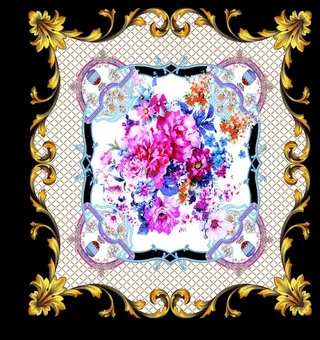 方巾 大牌  花朵 手绘花图片