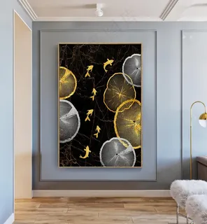 抽象轻奢金色年轮装饰画图片