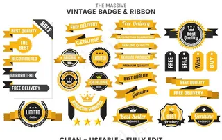 彩绘复古徽章飘带图片