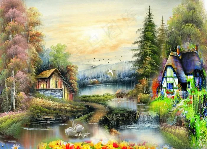 油画壁纸图片(5669X4252(DPI:72))psd模版下载