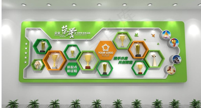 企业文化墙效果图图片cdr矢量模版下载