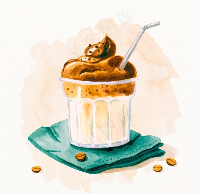 手绘雪顶咖啡图片