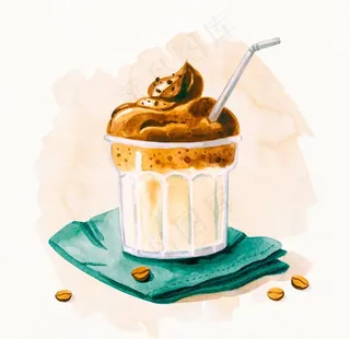 手绘雪顶咖啡图片