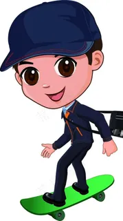 背包踩滑板小人图片