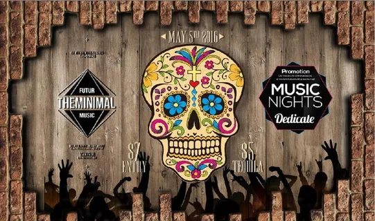 复古怀旧骷髅头花纹酒吧餐饮背景图片