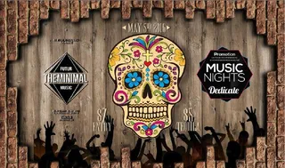 复古怀旧骷髅头花纹酒吧餐饮背景图片