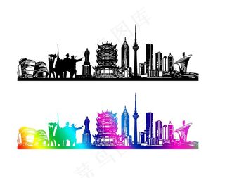 分层武汉城市矢量地标建筑图片