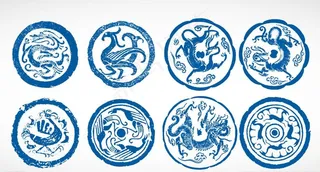 复古中国暗花素材矢量图形图标图片