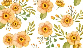 带叶花卉无缝背景图片