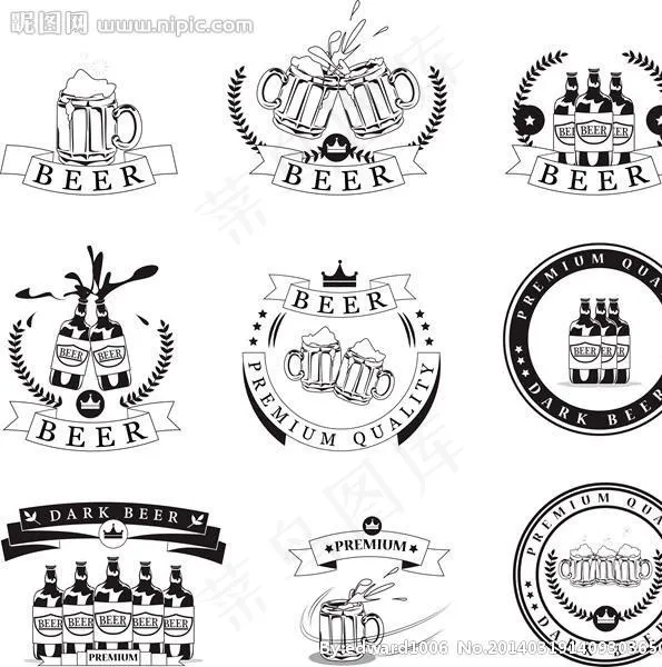 啤酒商标图标设计图片eps,ai矢量模版下载