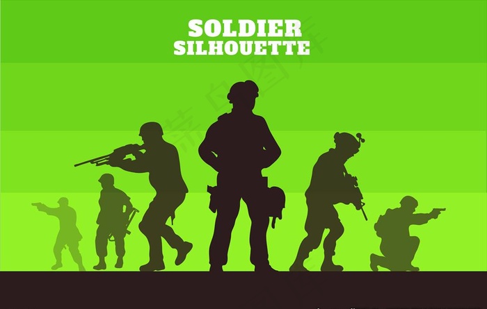 士兵剪影矢量素材图片