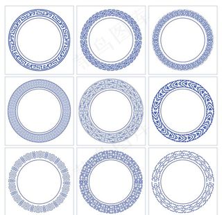 青花瓷蓝色中式无缝边框图片