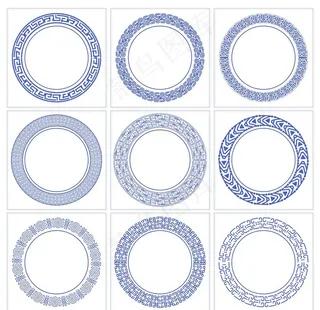 青花瓷蓝色中式无缝边框图片