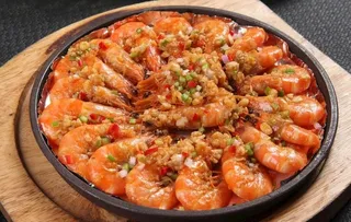 蒜茸铁板虾图片