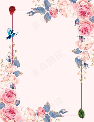 唯美花边花纹花圈花框粉色花纹图片