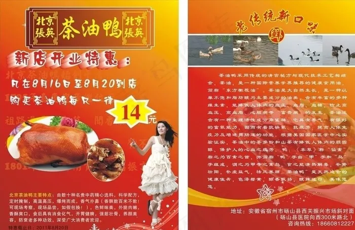 茶油鸭开业宣传彩页图片cdr矢量模版下载