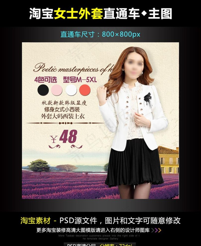 淘宝女装小西装直通车图片psd模版下载