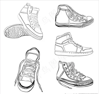 手绘线稿运动鞋插图集图片