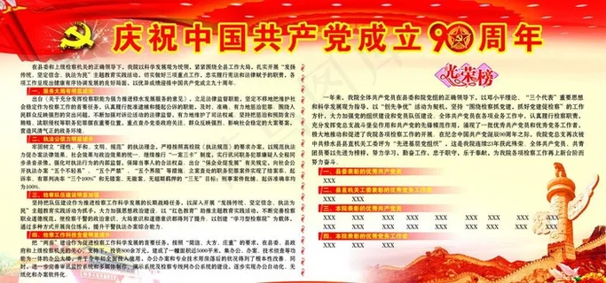 庆祝中国共产党成立90周年宣传栏图片
