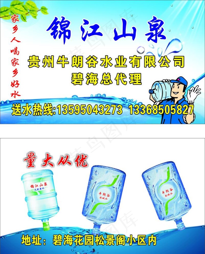 矿泉水 名片图片cdr矢量模版下载