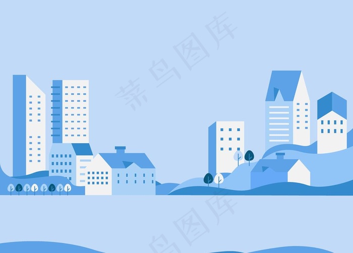 扁平风建筑图片ai矢量模版下载
