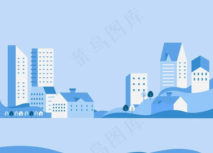 扁平风建筑图片ai矢量模版下载