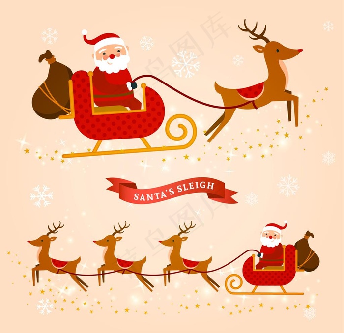 圣诞老人雪橇图片
