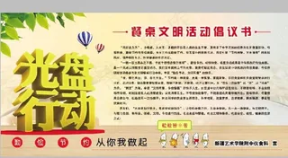 餐厅食堂文明餐桌光盘行动展板图片