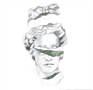 水彩绘画雕像图案图片