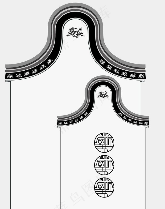 岭南建筑图片ai矢量模版下载