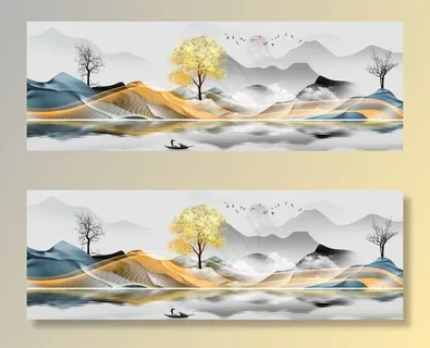 新中式风景意境江南水墨装饰画图片