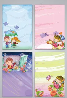 卡通可爱儿童手绘背景图图片