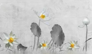 荷花背景墙图片