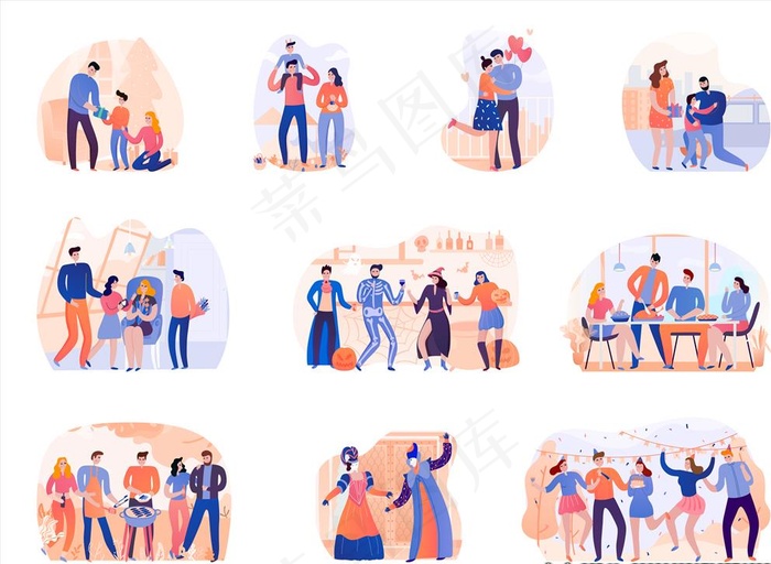插画人物图片ai矢量模版下载
