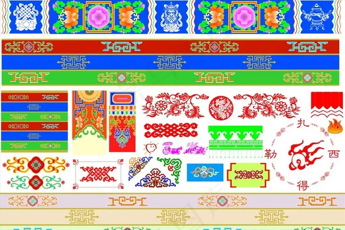 藏式花边图案图片cdr矢量模版下载