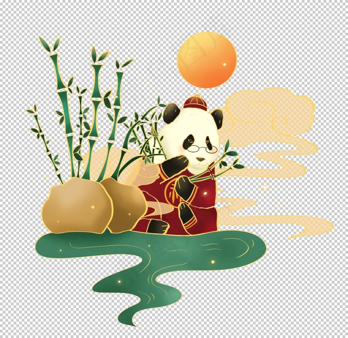 熊猫国潮插画图片