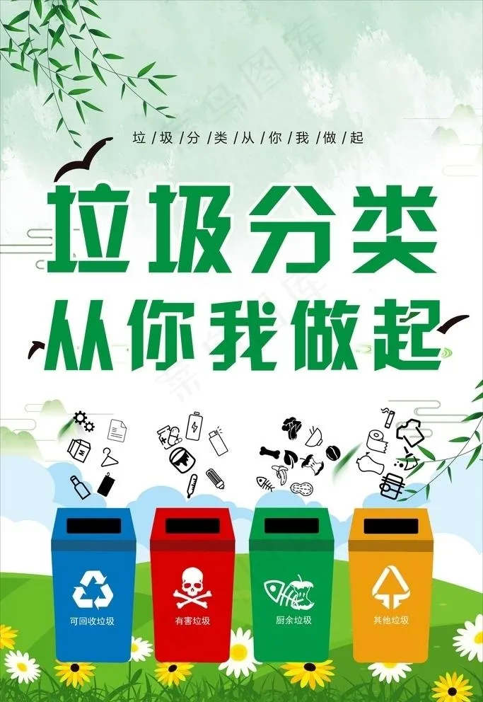 垃圾分类海报图片cdr矢量模版下载